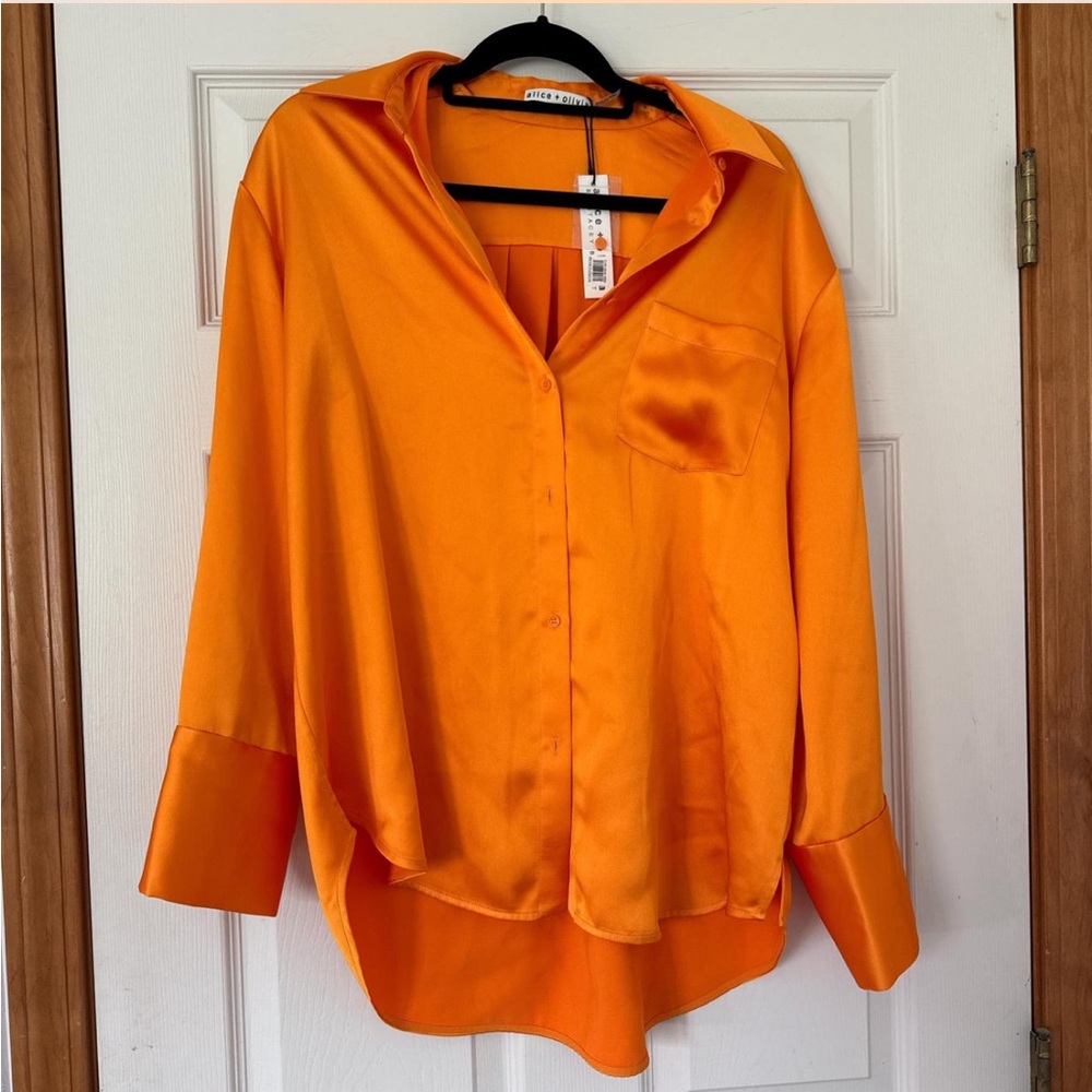 Alice + Olivia Orange Button Down Shirt